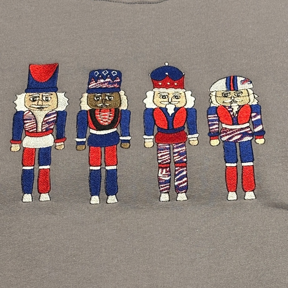 Unisex Gray Sweatshirt with Embroidered Figures - Picture 2 of 2
